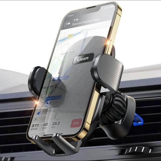 LISEN Car Phone Holder [Easy Install] Car Vent Phone Holder [2 Mounting Options] [Never blocking view] for all Smartphones